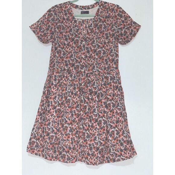 women's GAP PINK FLORAL PRINT spring wear  FIT &FLARE DRESS SIZE 04 100% cotton - Picture 2 of 10